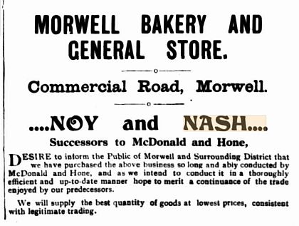 Newspaper advertisement for Morwell Bakery and General Store