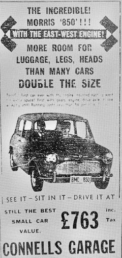 Connells Advertisement for Morris 850 car