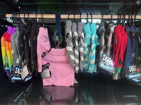 Rack of clothes in temporary shop