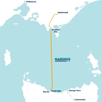 Map shoing route from Heybridge (Tas) to Waratah Bay (Vic)