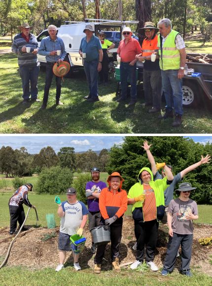 Groups of volunteers on working bees at the park