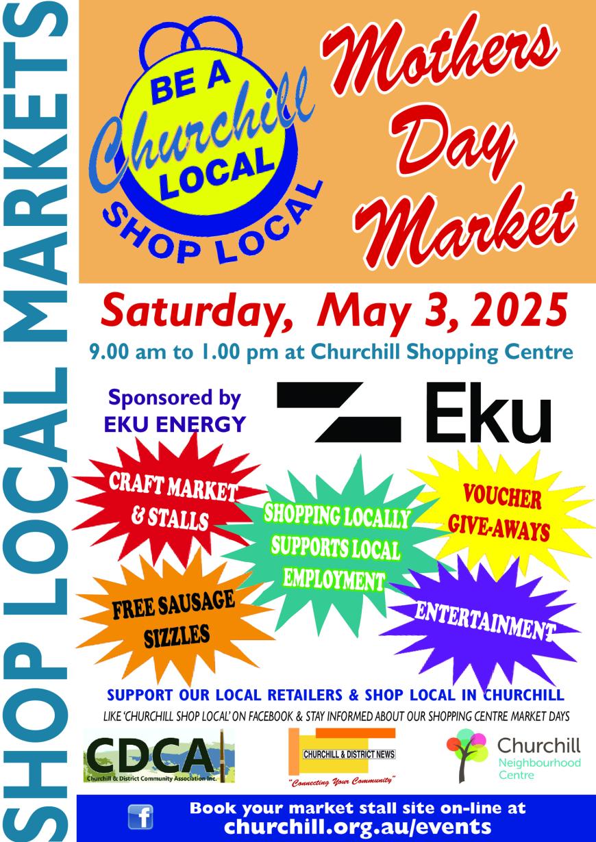 Shop local market days - 4th May, 24th August, 7th December