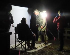 Group with a moth sheet set up (lit at night to attract moths)