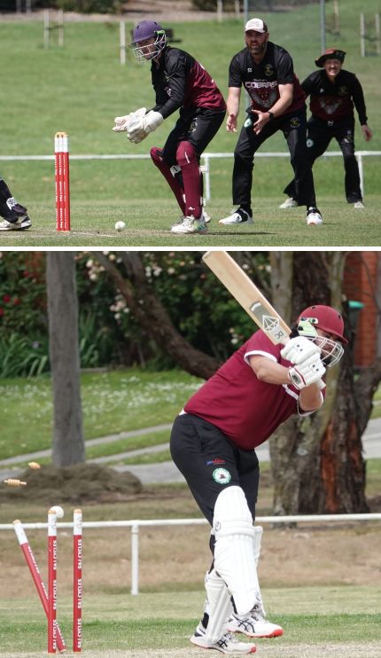 Fielders and a wicket (bowled)