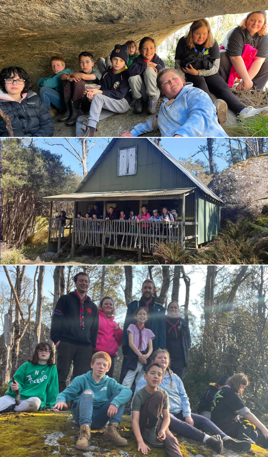 Scouts group at Mushroom Rocks and, the Lodge.