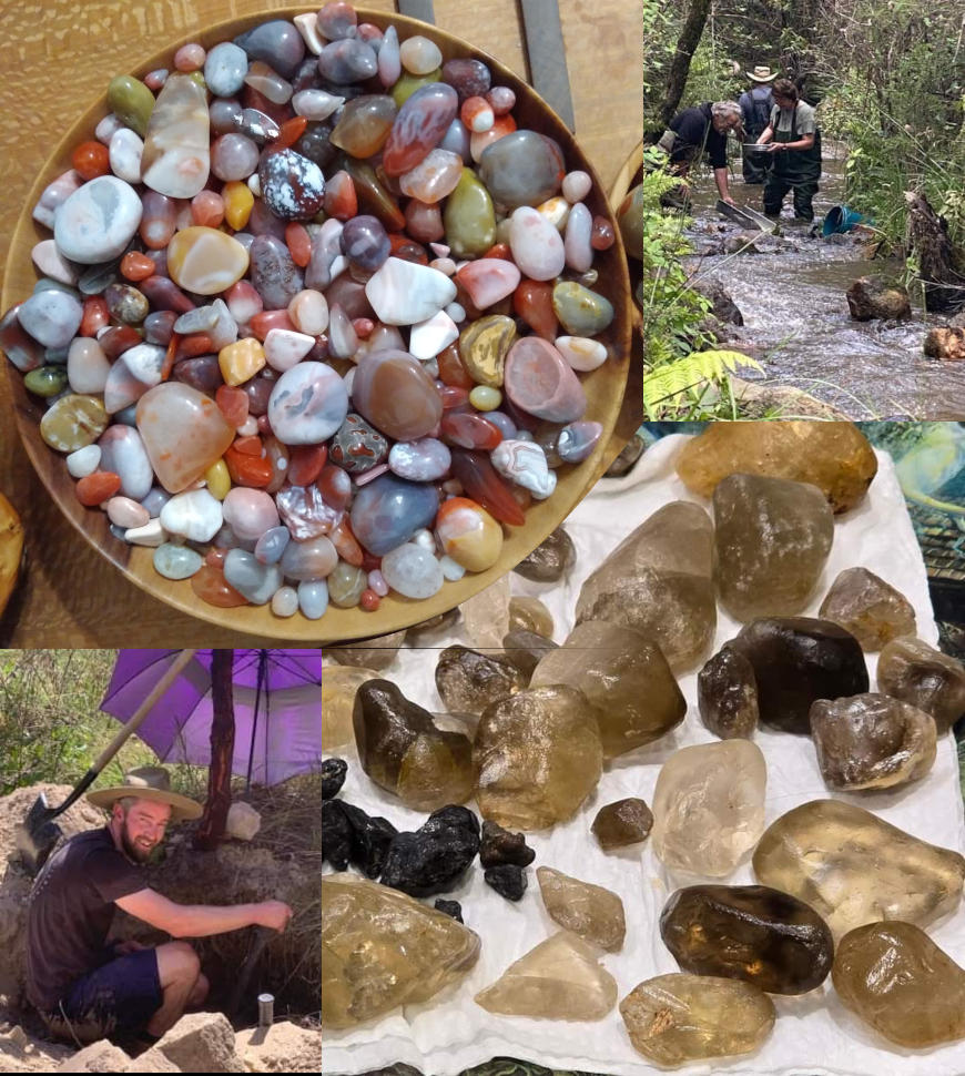 Images showing polished stones and collecting