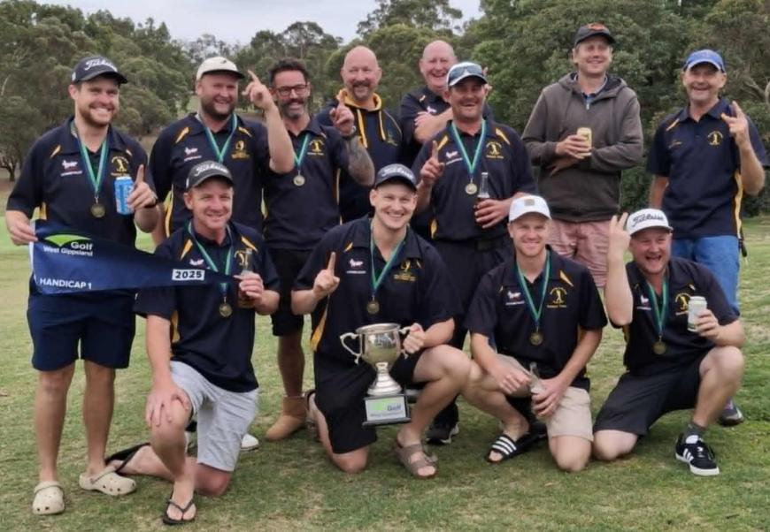Golf club memebrs showing the cup amd pennant