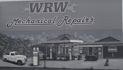 Mural showing Geroge St service station