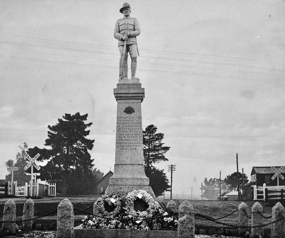 Cenotaph and statue of soldier