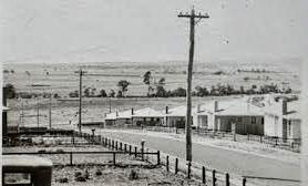 Street of houses looking over fields - now Bridle Estate